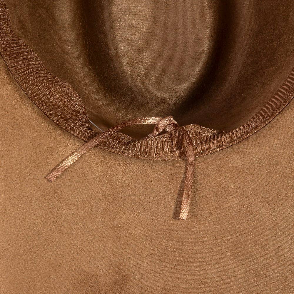 Braided And Studded Strap Faux Suede Cowboy Hat