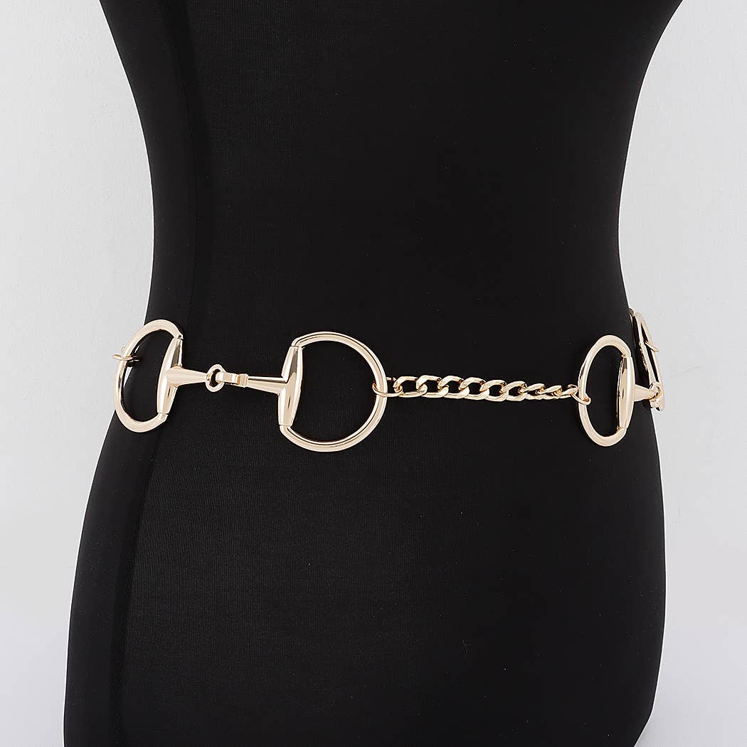 Horsebit Layered Chain Waist Belt