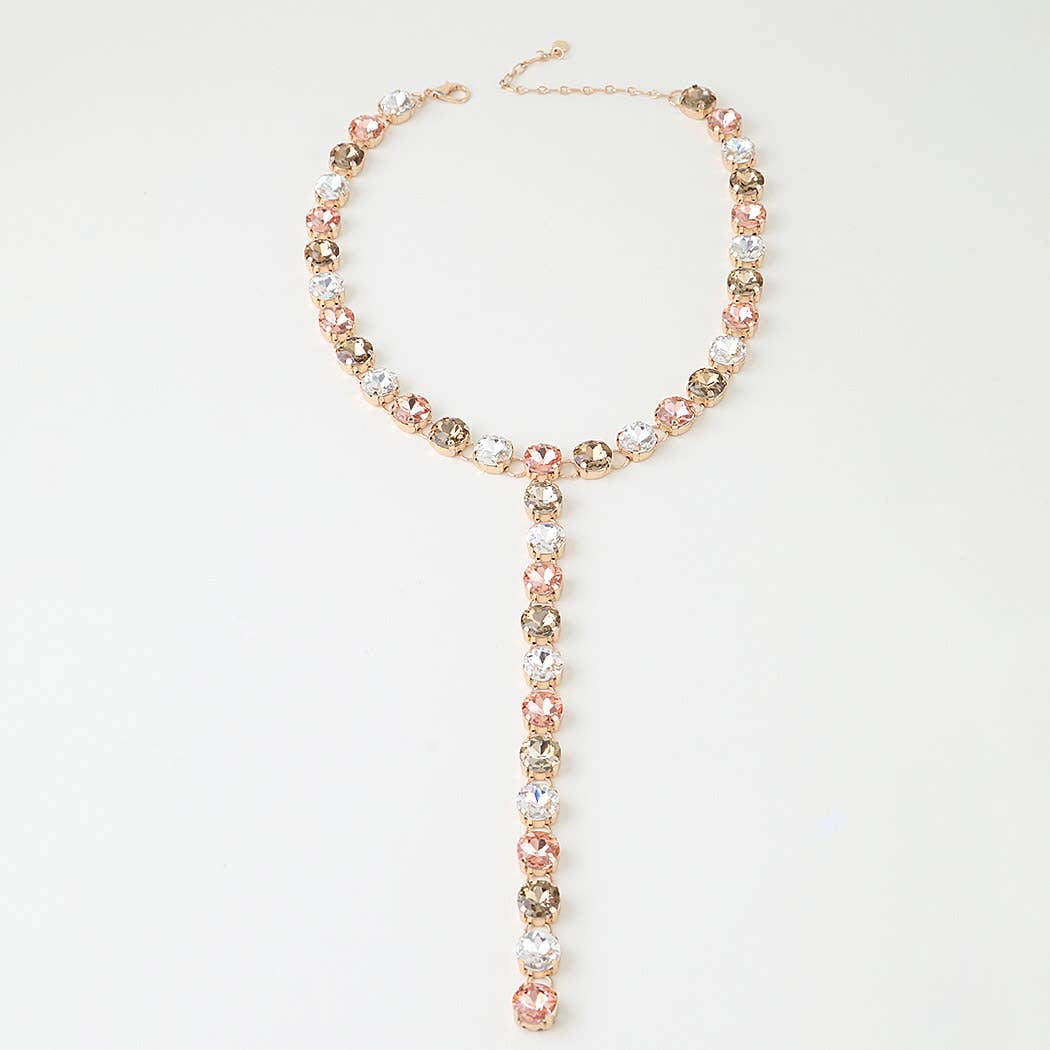 Crystal Rhinestone Y-Drop Lariat Necklace