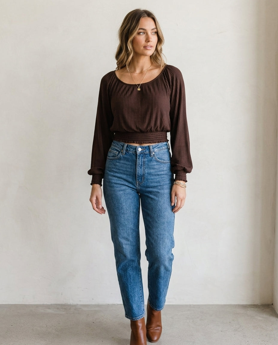 Longsleeve Elastic Crop Top
