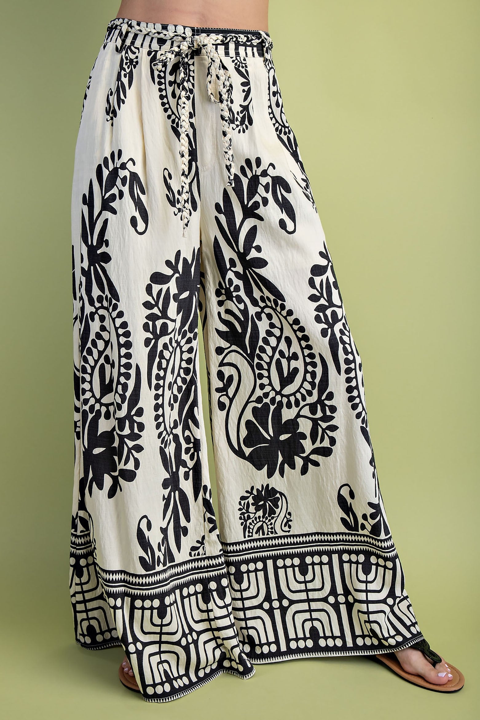 Paisley Print Wide Leg Pants