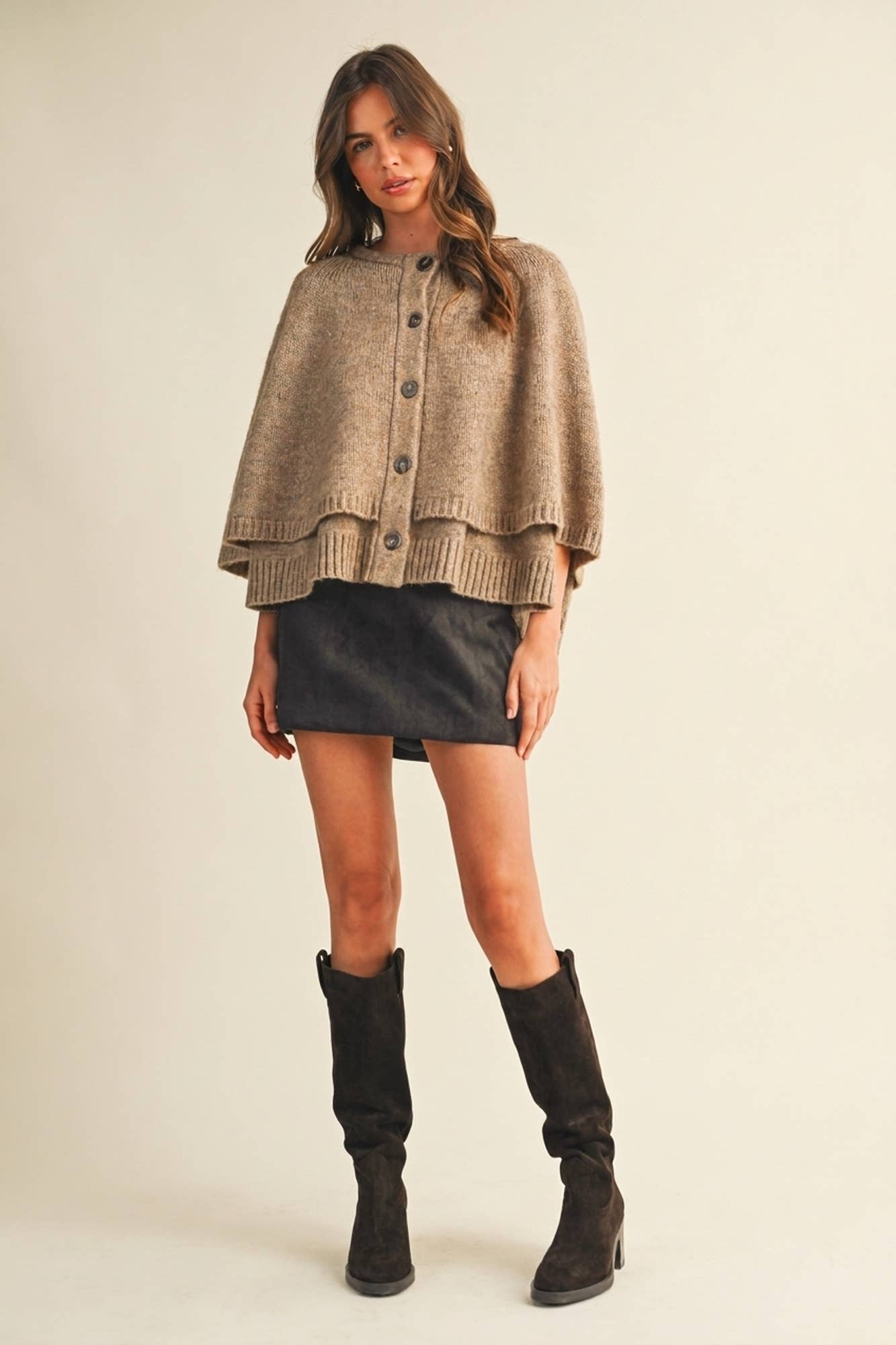 Faux Suede Vertical Seam Mini Skirt