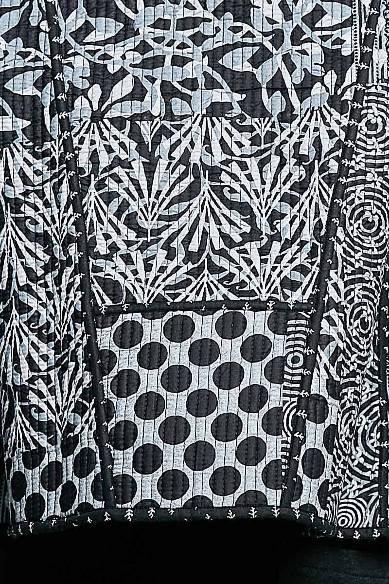 Lightweight Contrast Trim Quilted Kimono Jacket