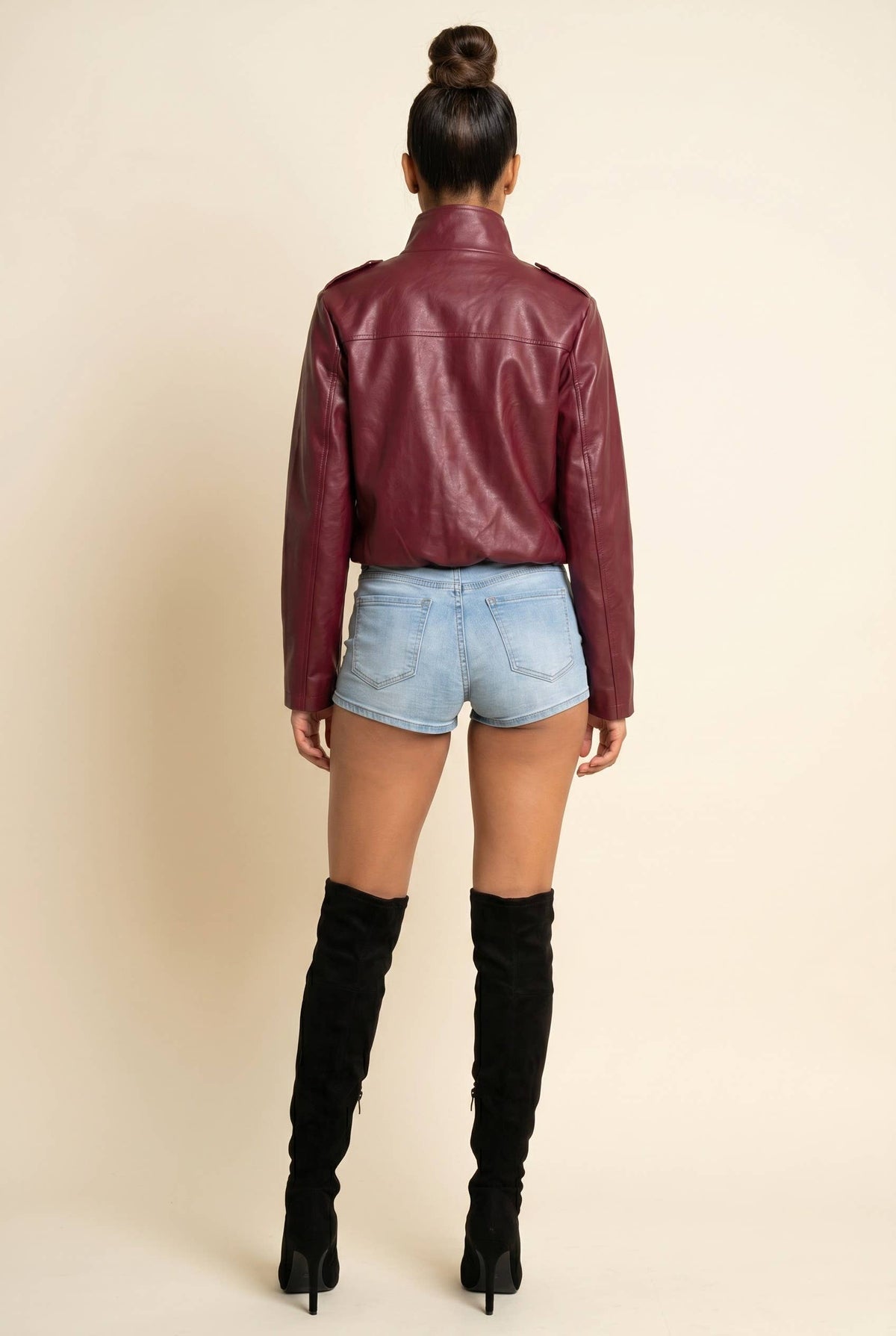 PU Bubble Hem Jacket
