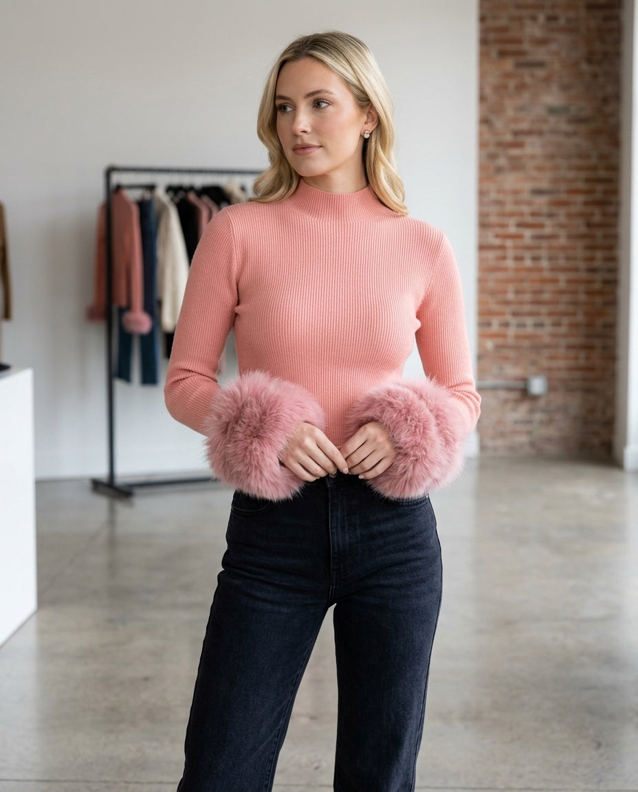 Real Fox Fur Cuf Sweater