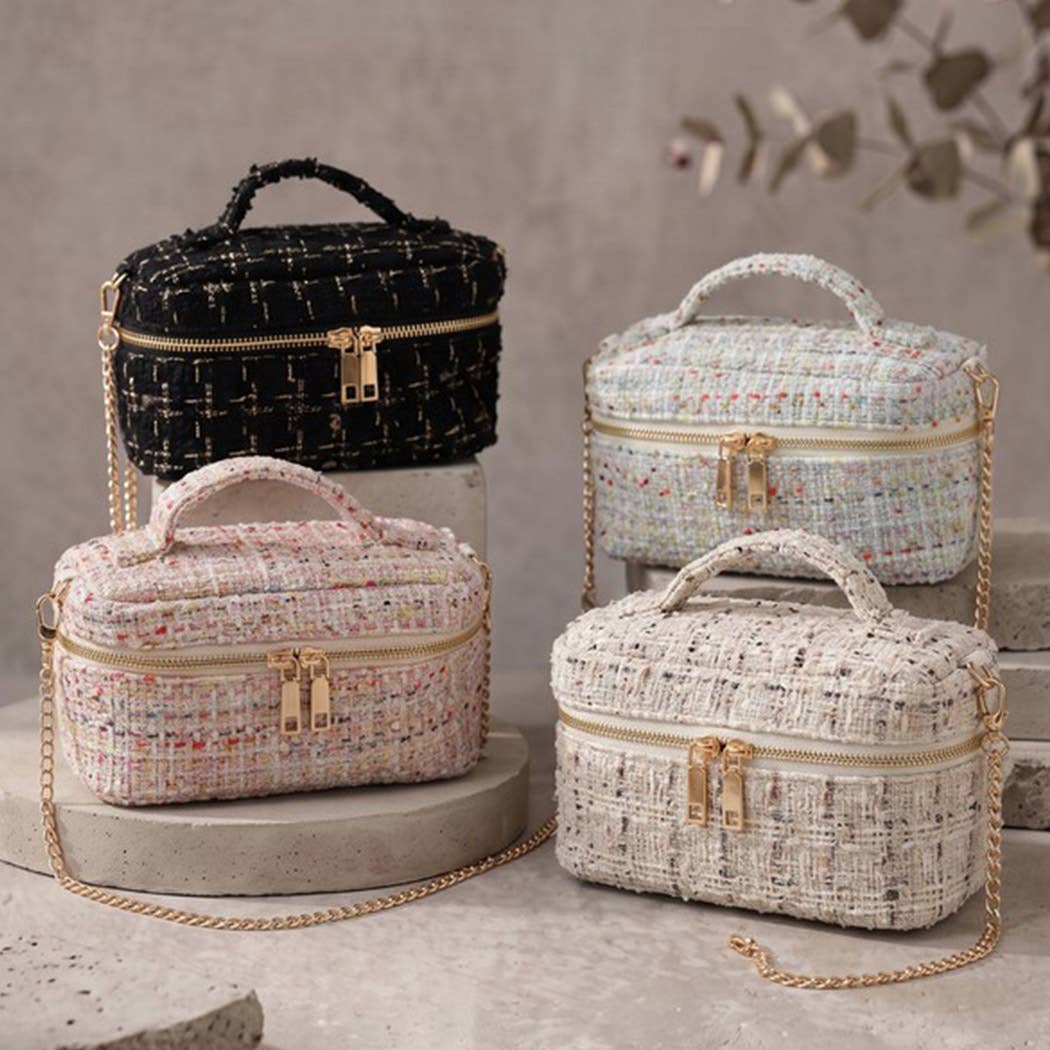 Tweed Vanity Chain Bag With Top Handle