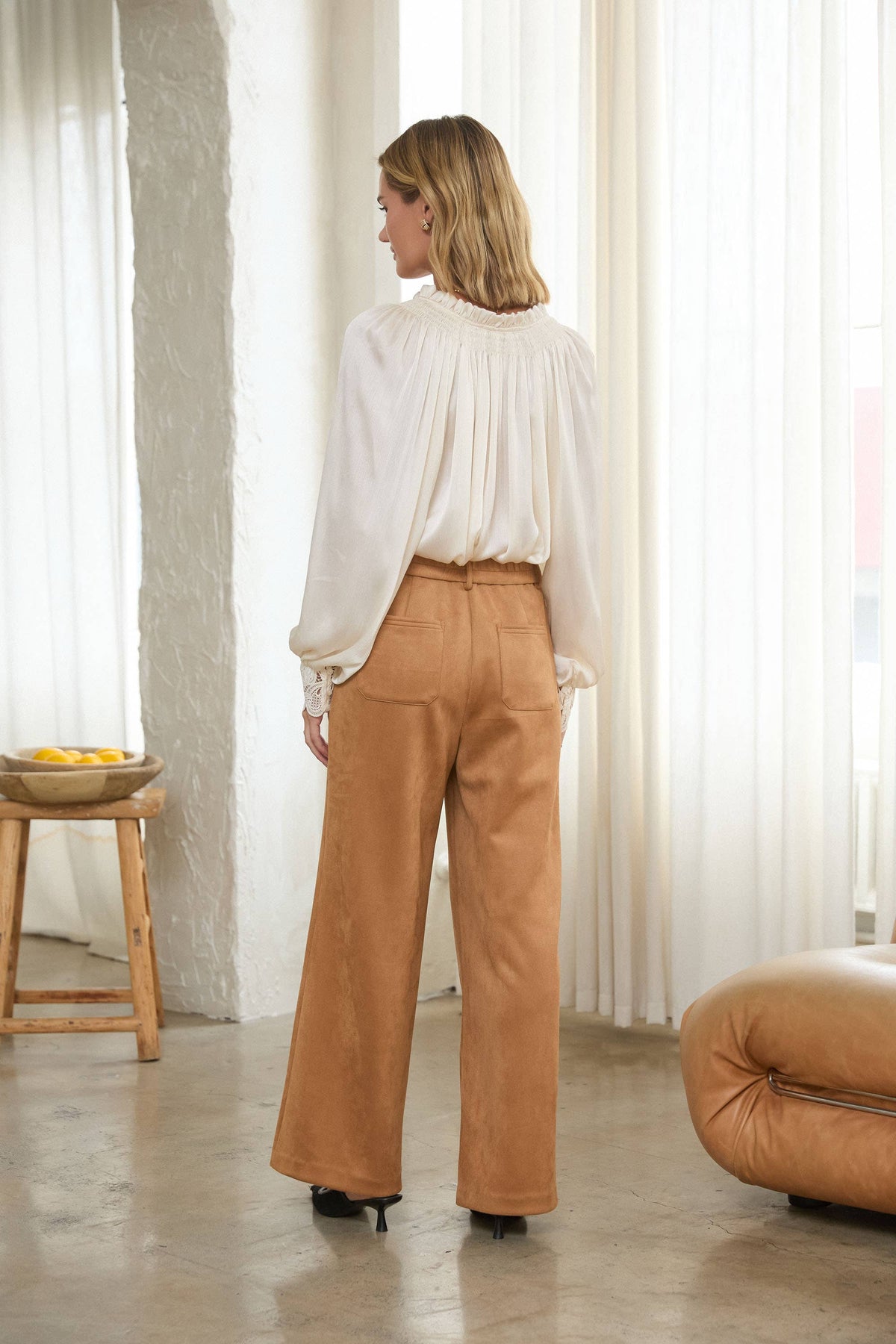 Faux Suede Straight Pants