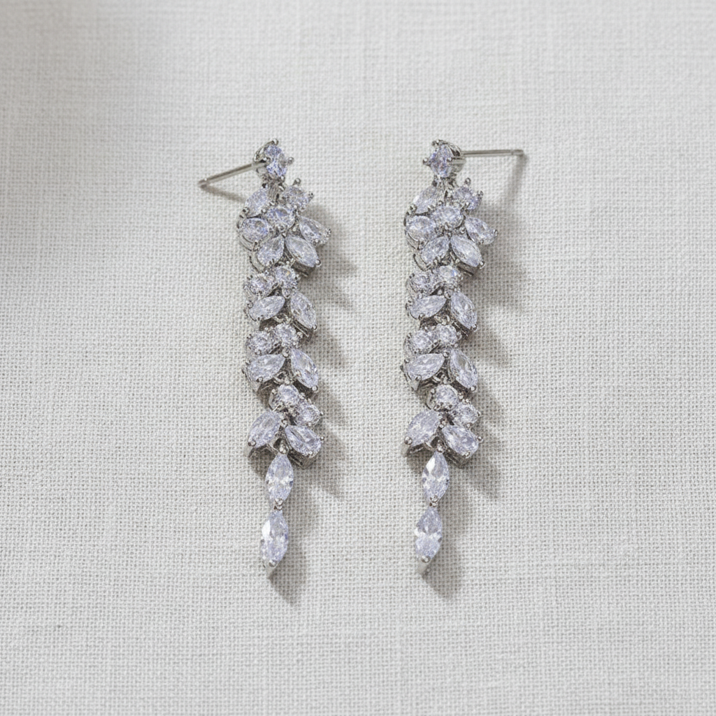 Silver Leaf Tassel Earrings