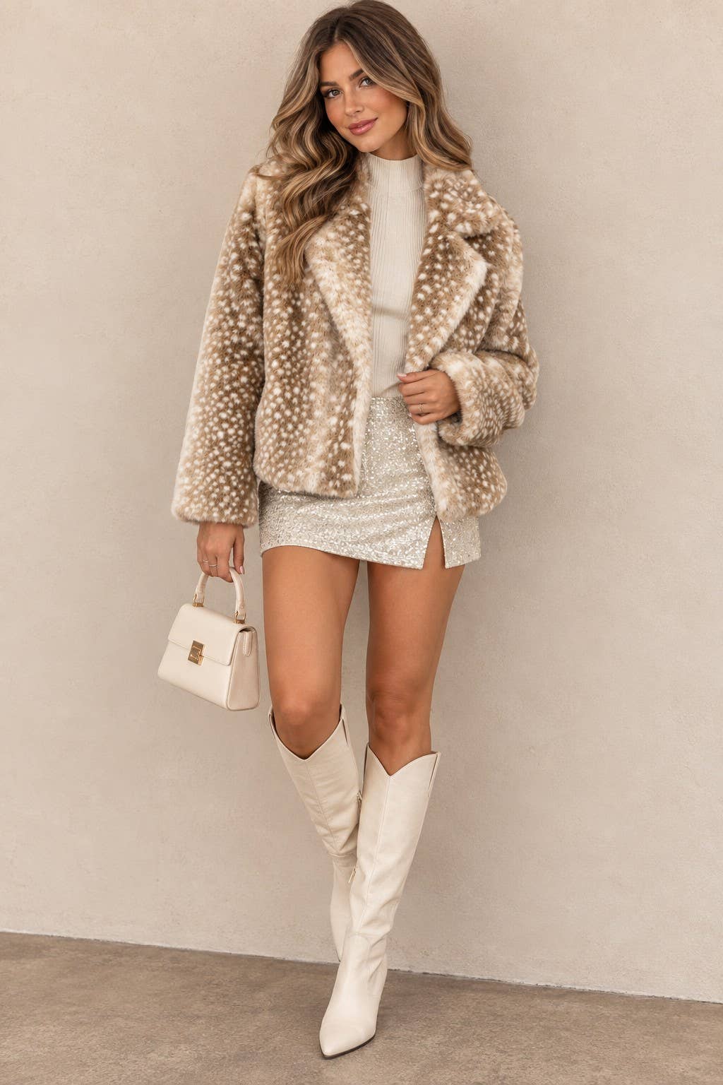Fawn Fur Cropped Jacket