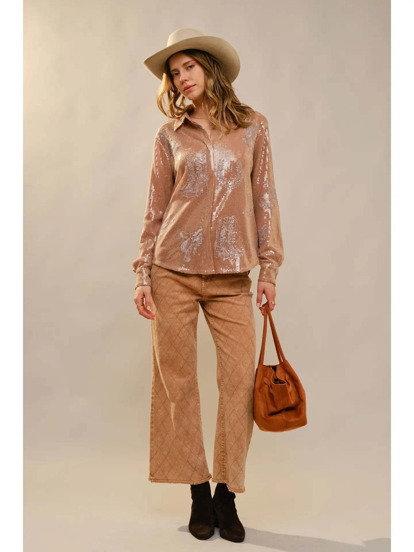western sequin blouse