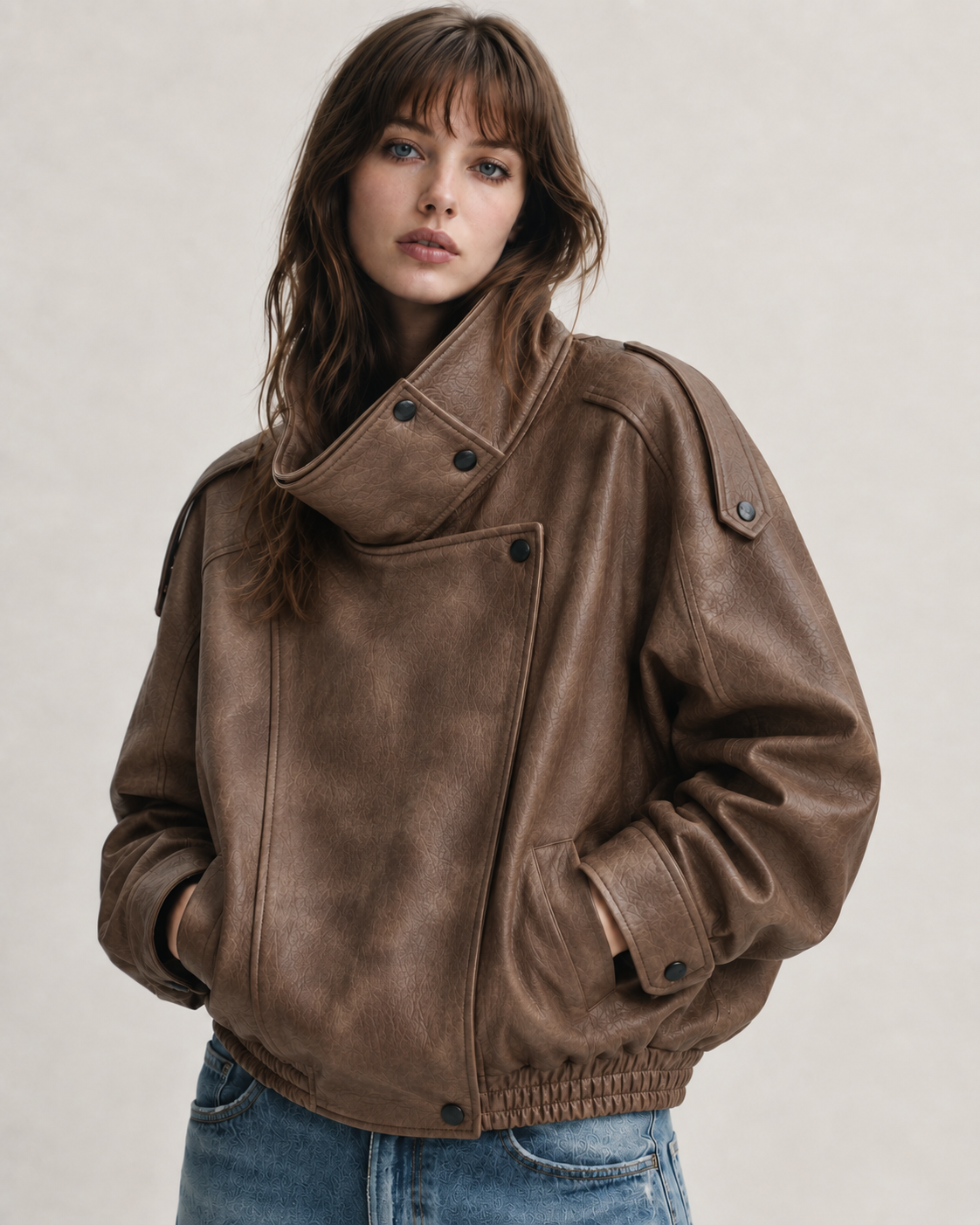 Oversized Leather Biker Jacket