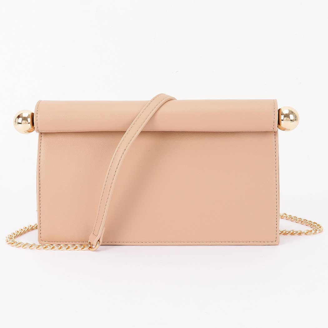 Roll-Top Sphere Accent Chain Clutch