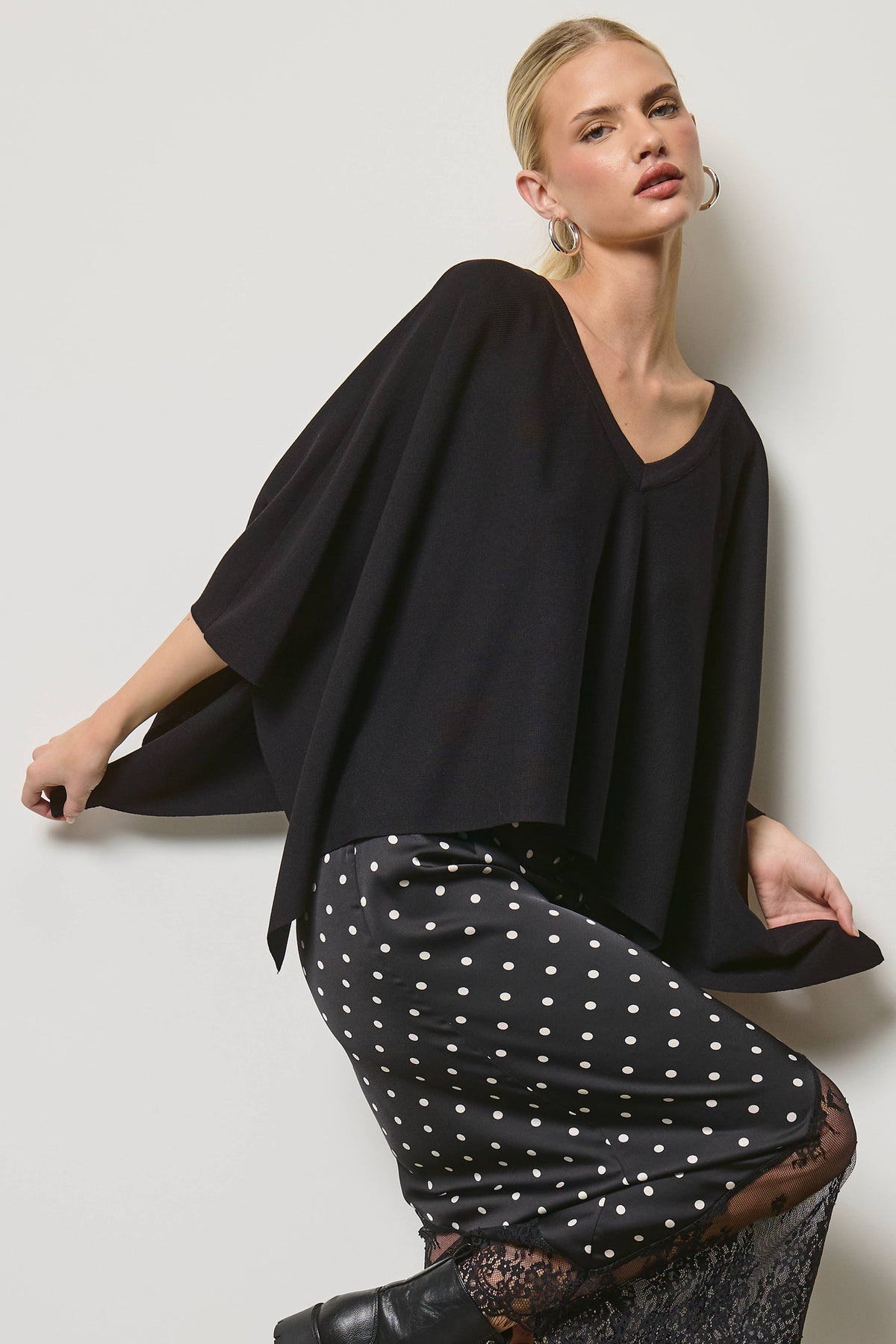 Asymmetric Knit Poncho Top