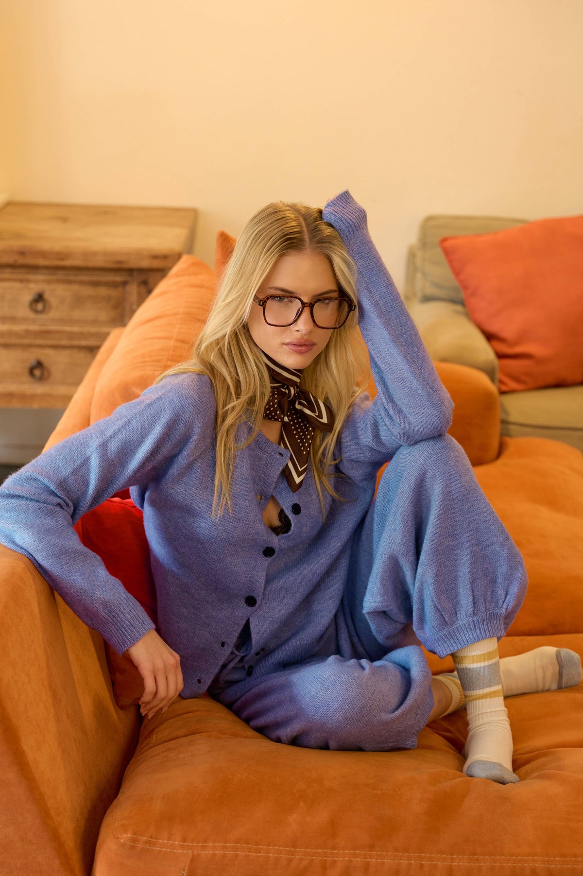 Brushed Knit Cardigan & Balloon Pant Set