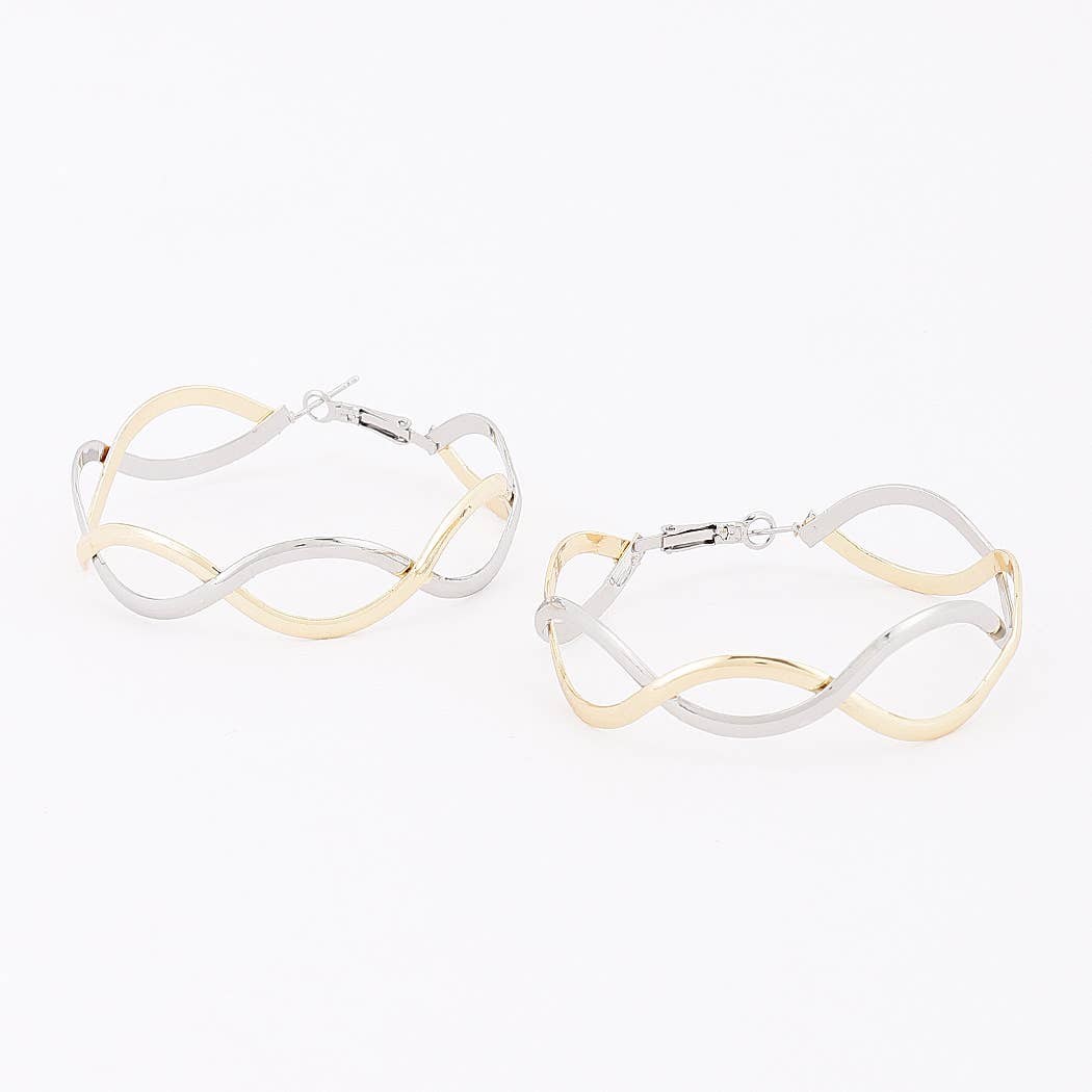 Two-Tone Twisted Hoop Earrings