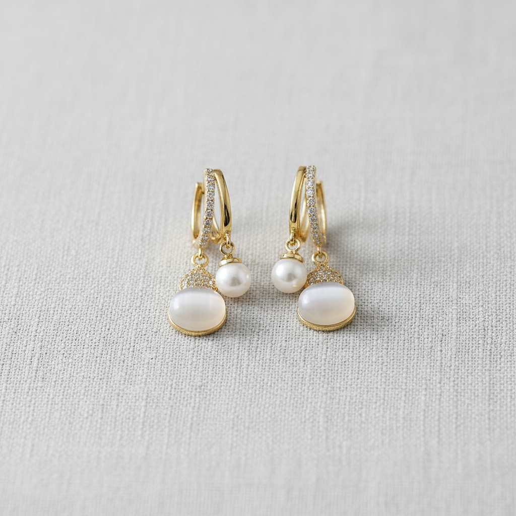 Cat's Eye Tassel Gourd Earrings