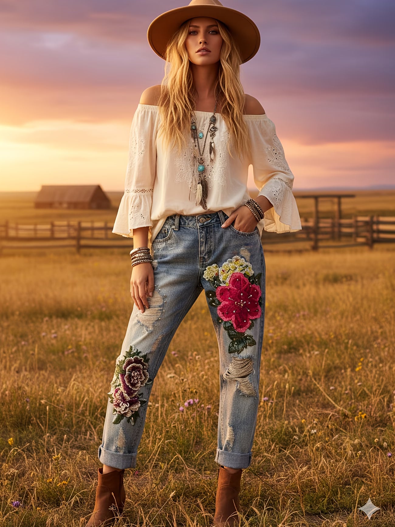 Pearl Flower Jeans