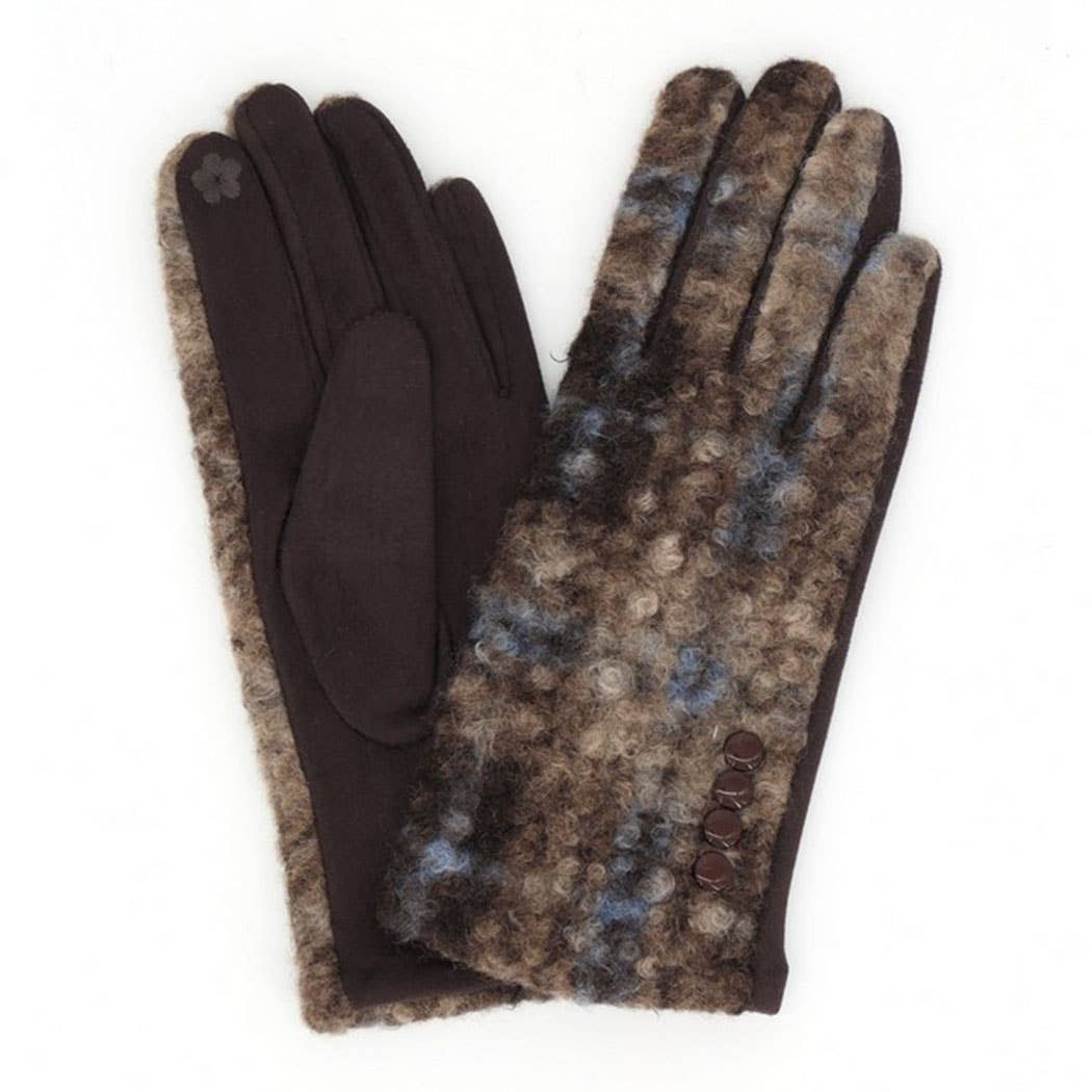 Boucle Check Touchscreen Gloves/ Side Buttons