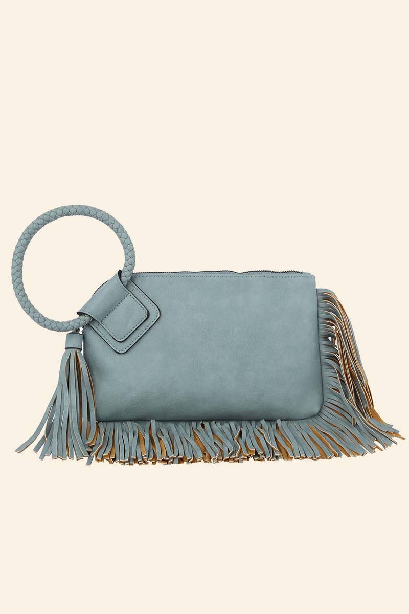 Fringe Cuff Clutch Tassel Wristlet Clutch Bag