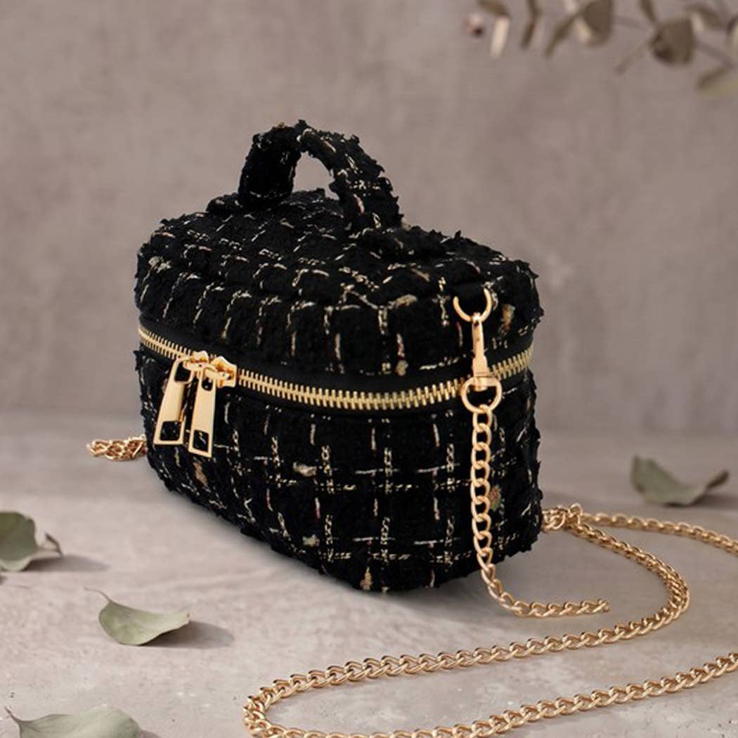 Tweed Vanity Chain Bag With Top Handle