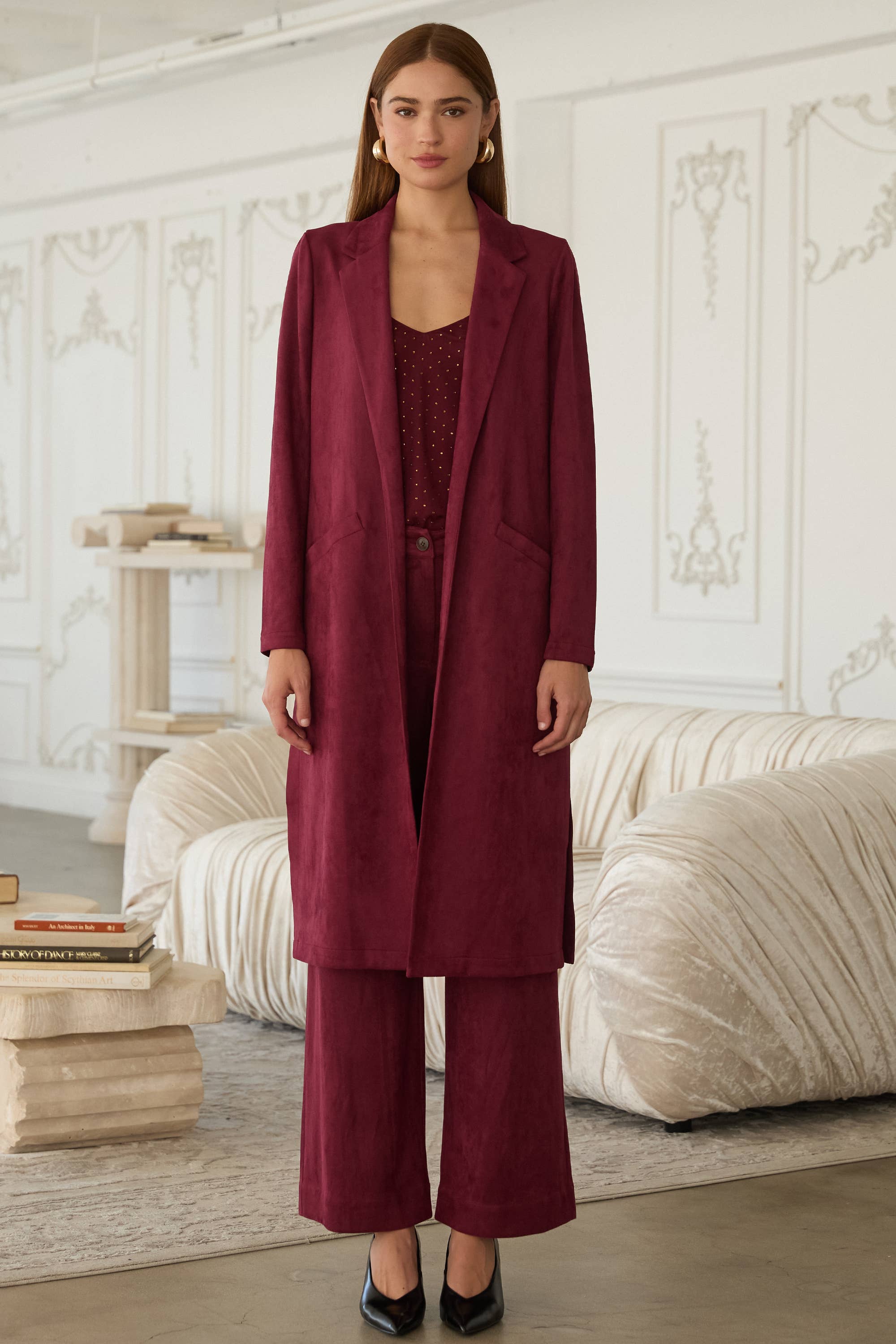 Western Faux Suede Duster Coat