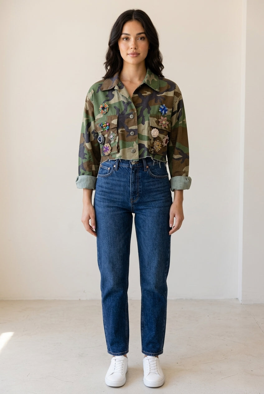 One Of A Kind Brooche Camo Jacket