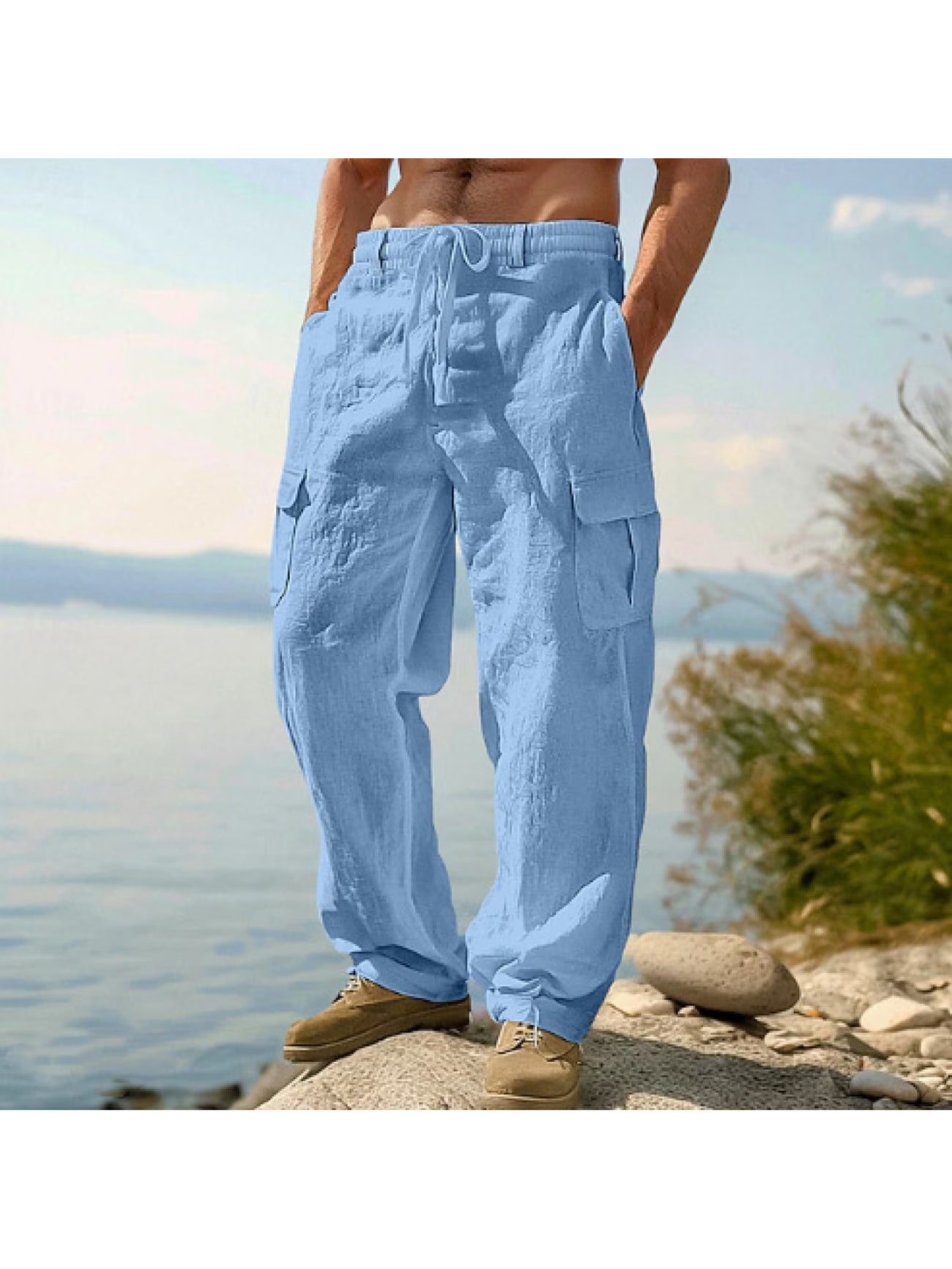 Men's Linen Cargo Pants