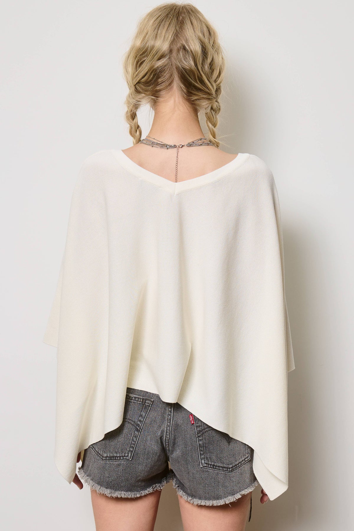 Asymmetric Knit Poncho Top