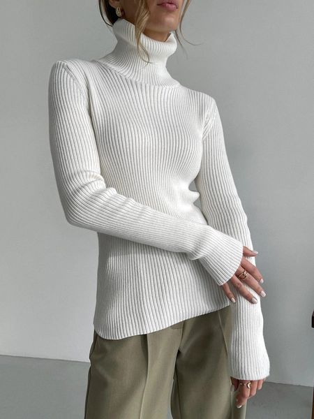 Basic Ribbed Turtleneck Top