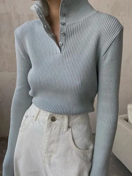 Ribbed Collar Pullover