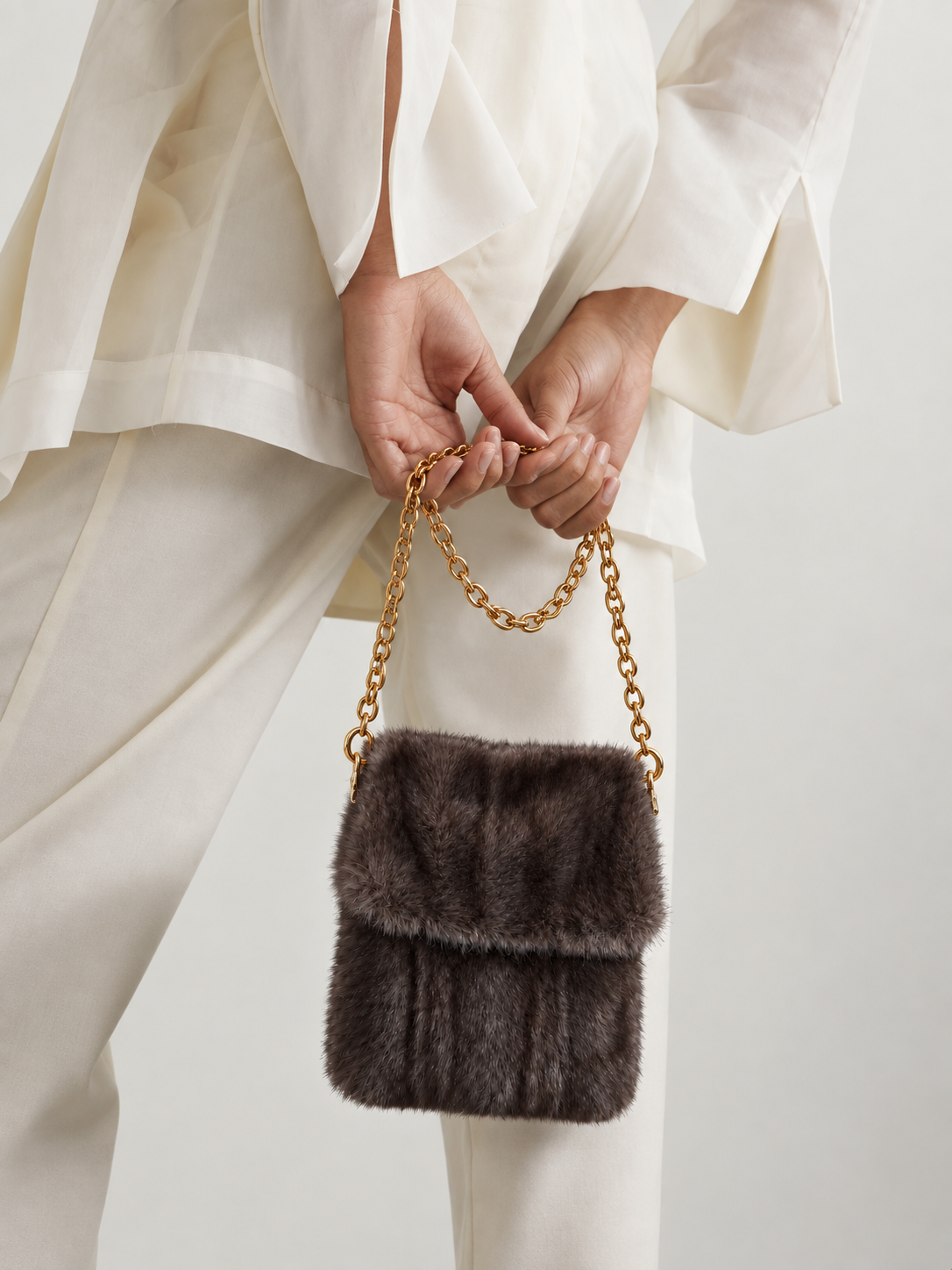 Sagg Faux Fur Chain Crossbody Bag