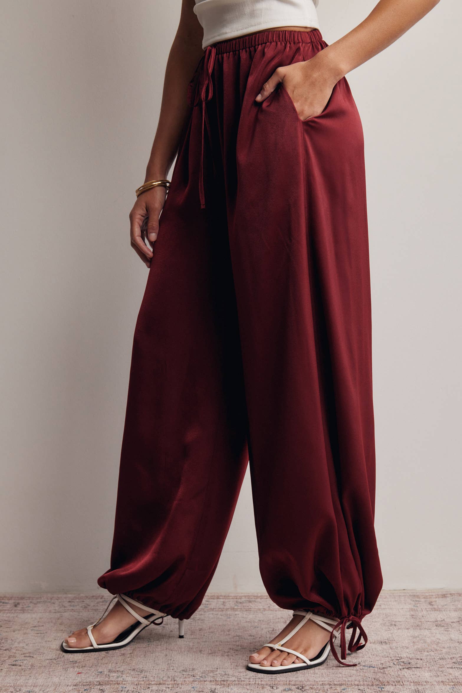 Convertible Wide Leg Tie Hem Pants FP0022