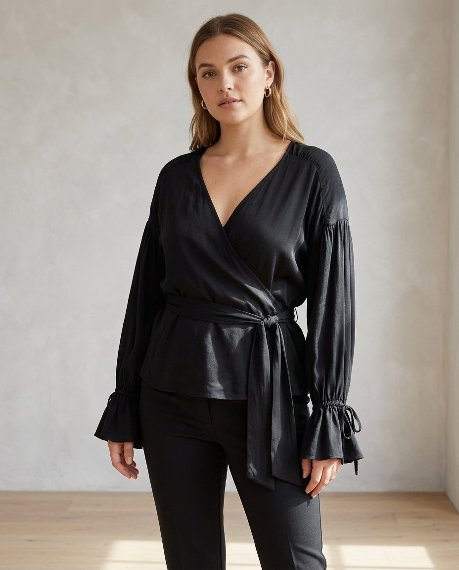 Flowing Silk Wrap Top