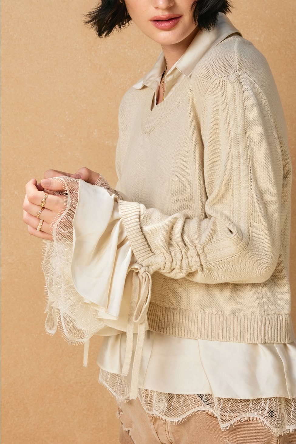 Layered Collar Knit Sweater