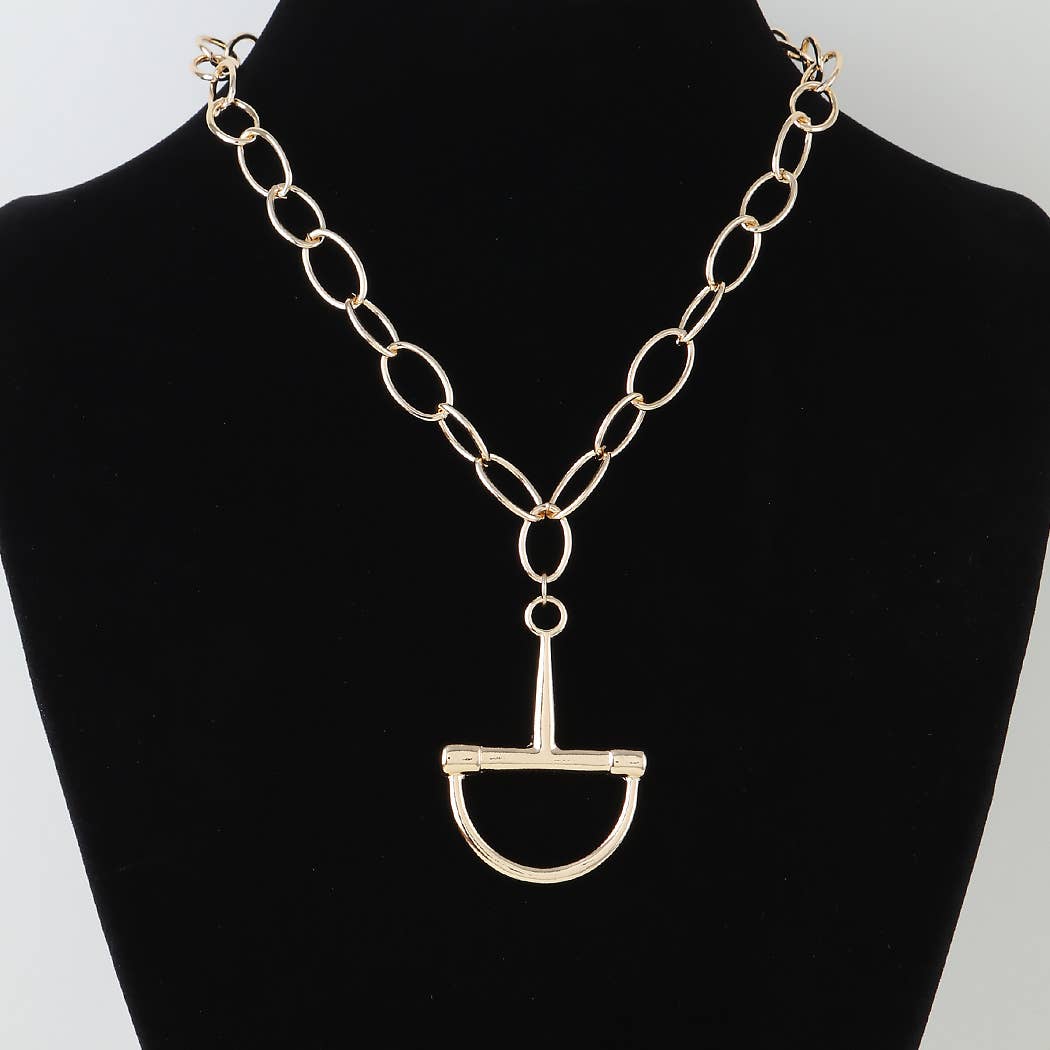 Gold Snaffle Bit Pendant Necklace