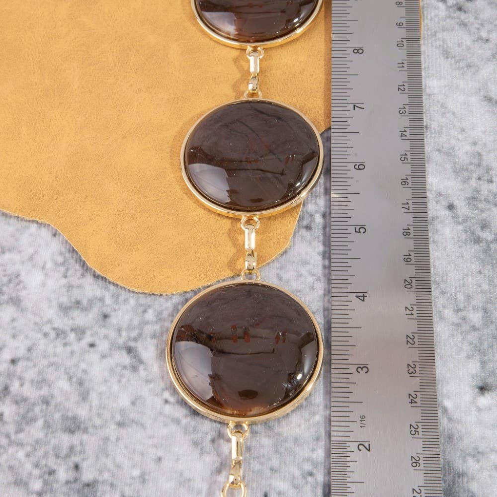 Round Stone Gold Frame Chain Belt