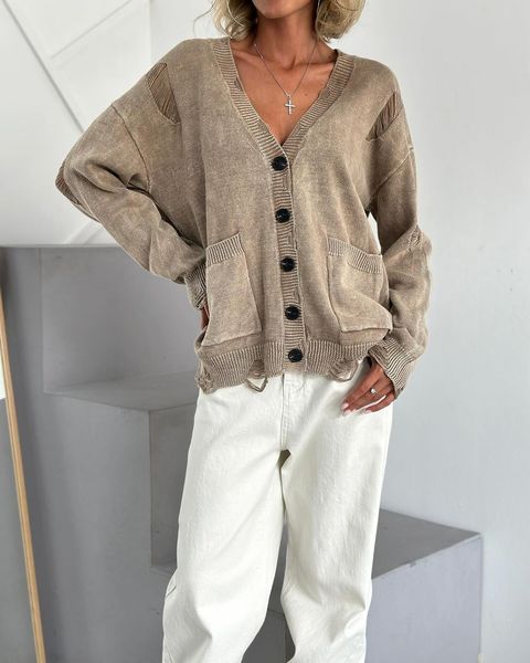 Free People Vibe Distress Cardi