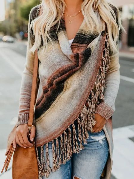 Stripe Fringe Shawl