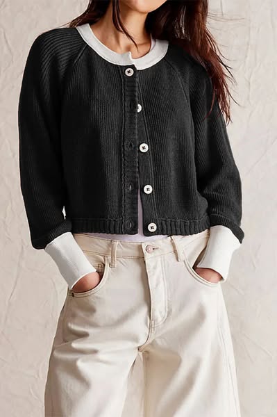 Cropped Contrasted Cardi