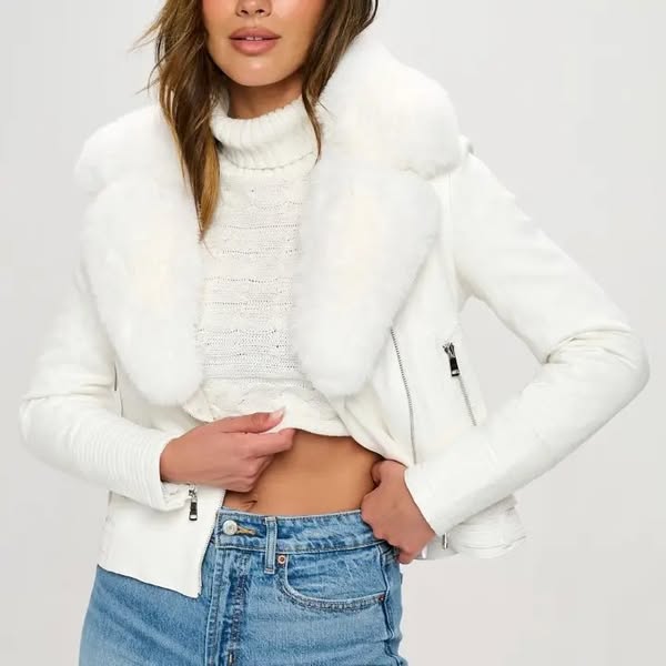 Suede Faux Fur Collar Jacket
