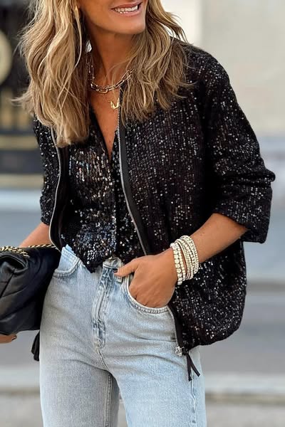 Sequin Bomber Jacket