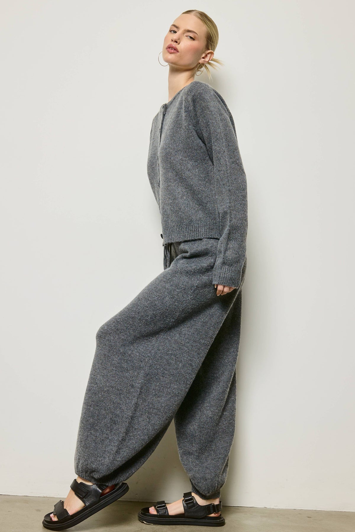 Brushed Knit Cardigan & Balloon Pant Set