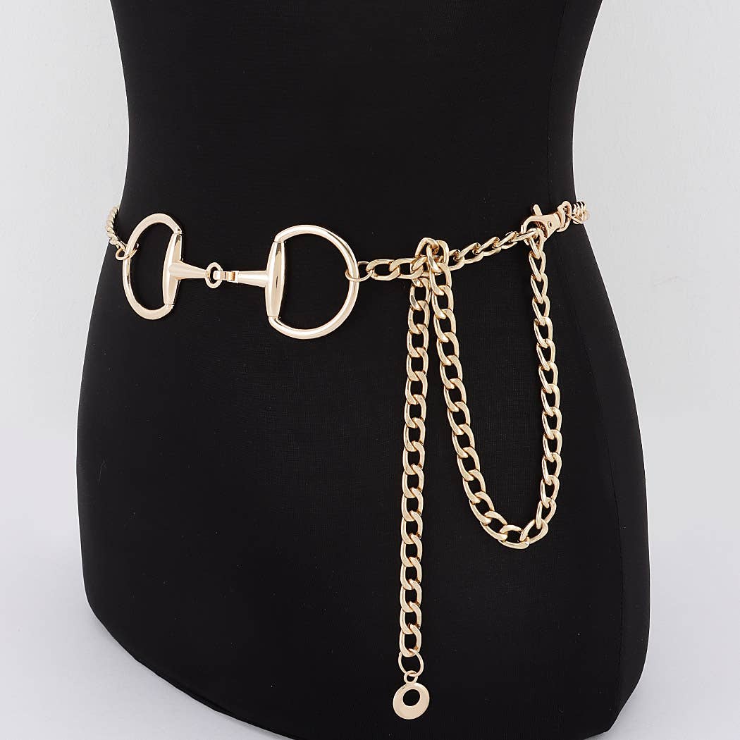 Horsebit Layered Chain Waist Belt