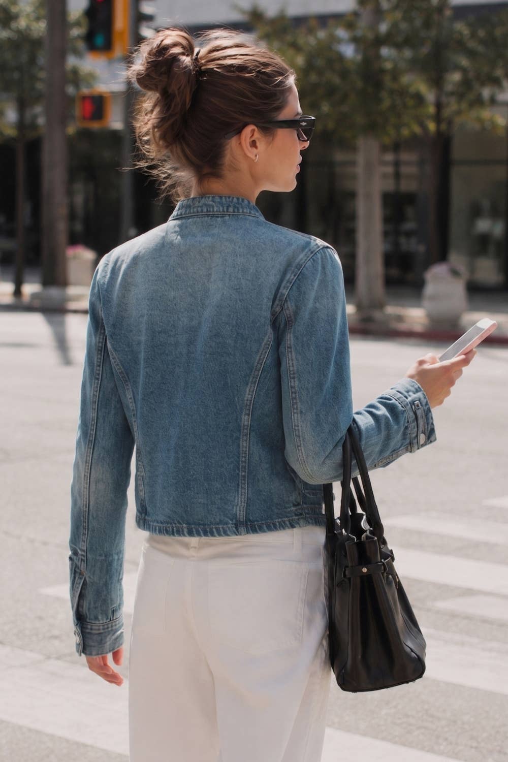 Military Button Fitted Denim Jacket