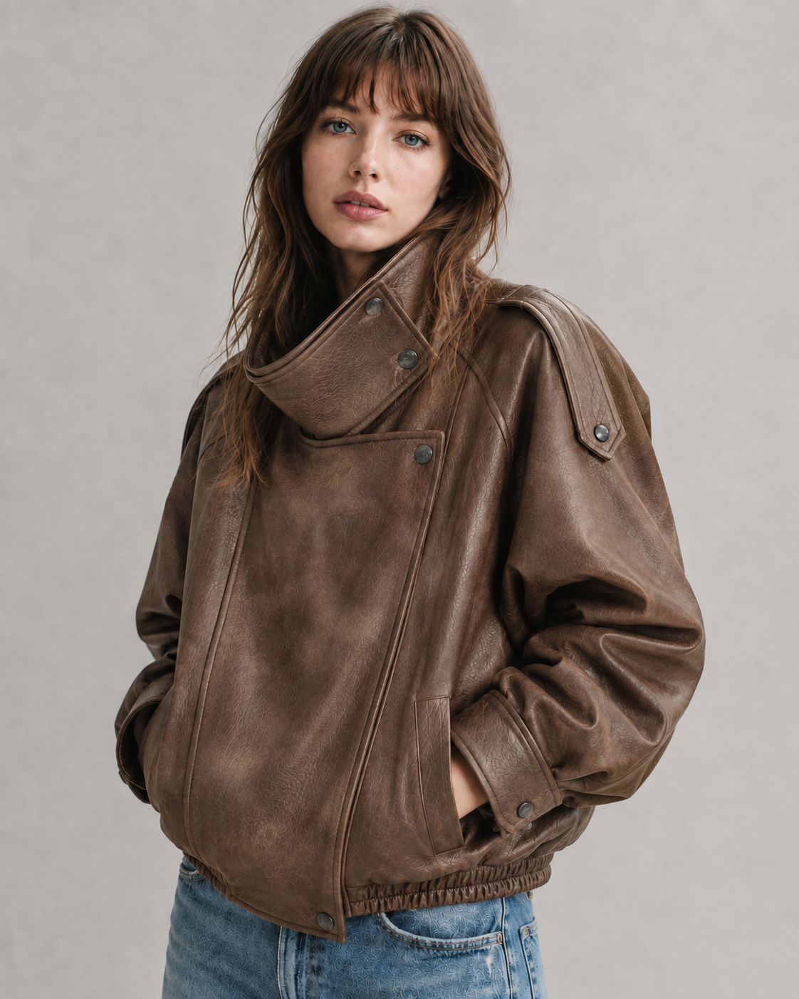 Oversized Leather Biker Jacket