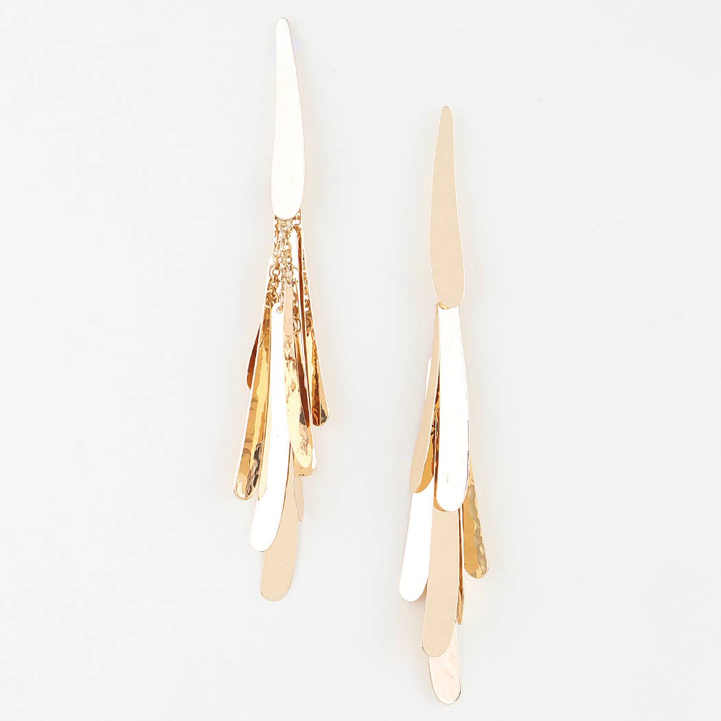 Polished Modern Feather Drop Earrings