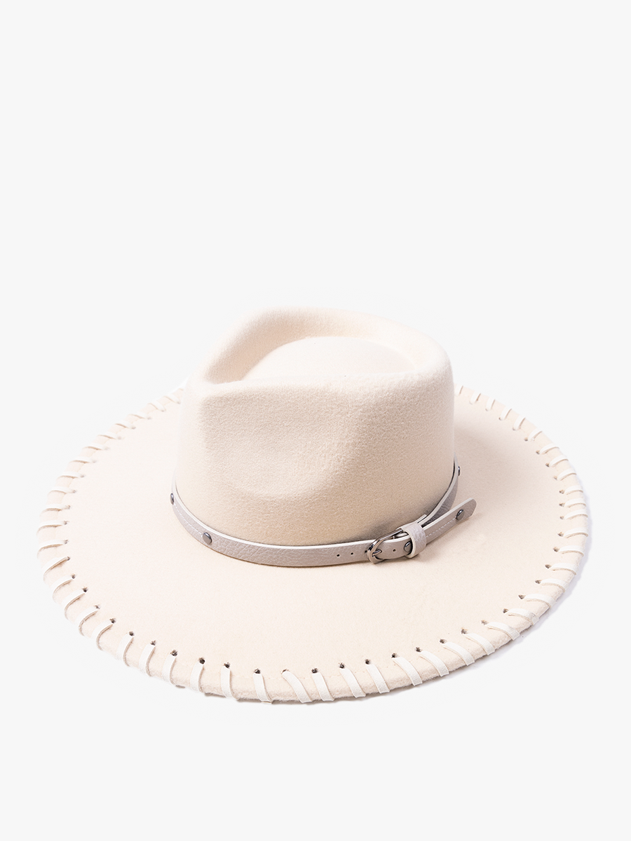 Scheana Fedora Hat with Whipstitch Trim