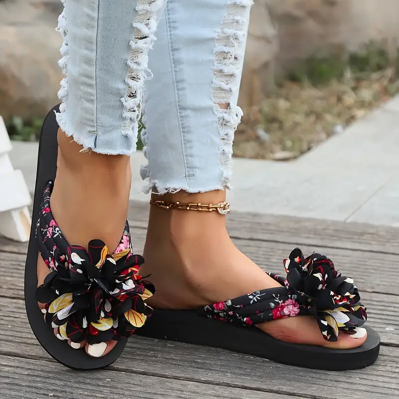 Black Floral Sandal