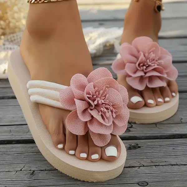 Floral Thick Strap Flip Flop