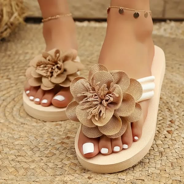 Floral Thick Strap Flip Flop